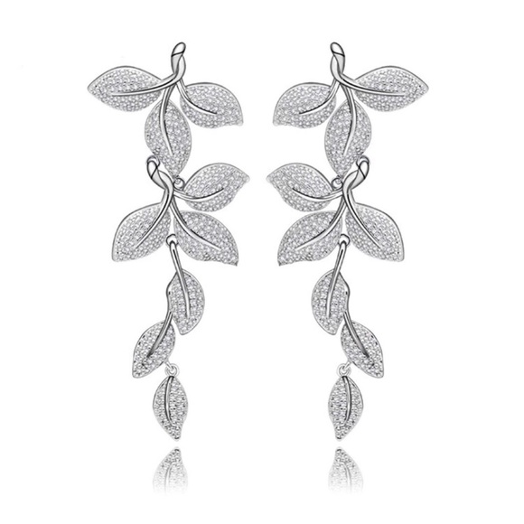 Jewelry - The Mirah Swarovski Crystals Leaf Earrings